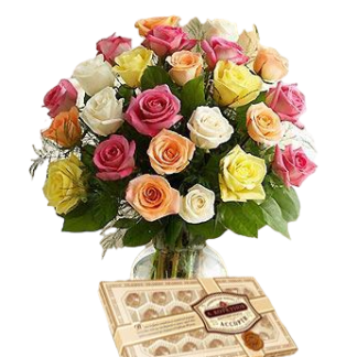 25 colorful roses with chokolates | Flower Delivery Surgut