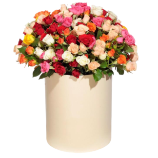 Mixed roses in a hatbox | Flower Delivery Surgut