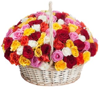 51 colorful roses in the basket | Flower Delivery Surgut